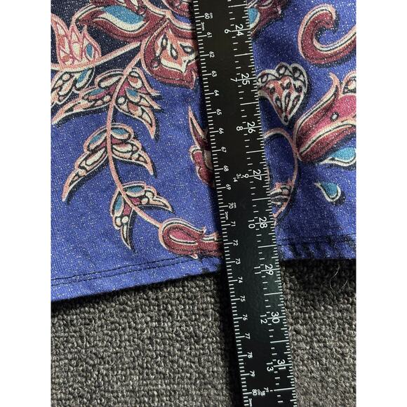 Bleu Knit A- Line Blouse Womens Size 1X Blue Paisley Shimmer 3/4 Sleeve - Picture 5 of 6